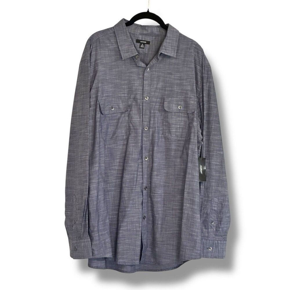 alfani mens button up long sleeve shirt XL NWT Gray